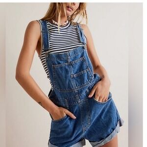 Free People‎ We The Free Ziggy Cotton Denim Romper Shortall Small